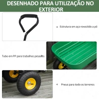 Outsunny Carrinho de Jardim com Caçamba Inclinável até 75° Carrinho de Mão com Guiador Ajustável e Capacidade 125L 118x58x102 cm Verde Escuro(m-5)