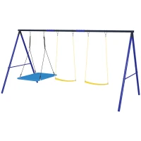 AIYAPLAY Columpios para Niños de +3 Años con 2 Columpios Simples y 1 Columpio Plataforma Carga 120 kg 365x180x184 cm Multicolor(m-11)