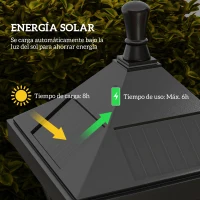 Outsunny Farol Solar de Jardín con 6h de Autonomía y Anclaje de Suelo Farol de Exterior en ABS y Policarbonato Ø15x127 cm Negro(m-4)