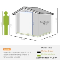 Outsunny Abrigo de Jardim 213x130x185 cm Abrigo de Jardim Metálico de Exterior com 2 Portas Deslizantes e 4 Janelas Madeira(m-3)