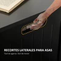 HOMCOM Baúl de Almacenaje con Tapa Baúl de Almacenaje Versátil con Bisagra de Seguridad para Pasillo Salón 81x40x46 cm Negro(m-6)
