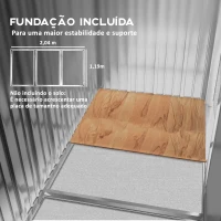 Outsunny Abrigo de Jardim 213x130x185 cm Abrigo de Jardim Metálico de Exterior com 2 Portas Deslizantes e 4 Janelas Madeira(m-7)