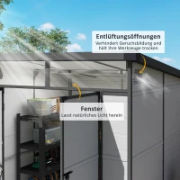 Outsunny 1,9 x 1,9 m Tuinschuur, Opslagschuur uit Kunststof, met Afsluitbare Deuren, 2 Ventilatieopeningen, Lichtgrijs(m-5)