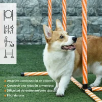 PawHut Set Agility para Entrenamiento de Perros con Slalom Obstáculos Ajustables Silbato y Bolsa de Transporte(m-7)
