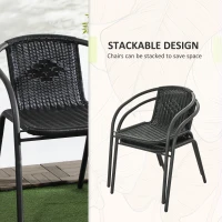 Outsunny 3 Pieces Rattan Bistro Set - Black(m-5)