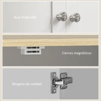 HOMCOM Alacena de Cocina Mueble Auxiliar de Cocina con 4 Puertas y Estantes Ajustables para Comedor Salón 60x30x183 cm Blanco(m-8)