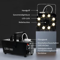HOMCOM Nebelmaschine, Fernbedienungen, Lichteffekte, aufhängbar, Schwarz(m-7)