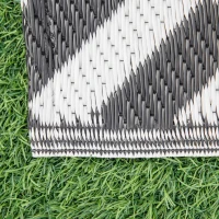 Outsunny Alfombra de Exterior Reversible 182x274 cm con Patrón Geométrico Acabado Impermeable Blanco y Negro(m-9)