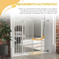 PawHut Barreira de Segurança para Cães com Largura Ajustável 74-100 cm e Extensões para Escadas e Portas Branco(m-6)