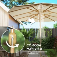 Outsunny Sombrilla Doble 4,55x2,65 m Sombrilla Grande con Manivela Manual Resistente al Agua y Protección Solar Crema(m-5)