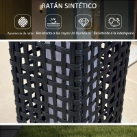 Outsunny Lámpara Solar de Ratán Sintético con Luces LED Encendido/Apagado Automático para Exterior 15,5x15,5x46 cm Negro(m-4)