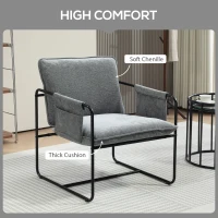 HOMCOM Minimal Padded Accent Chair, with Pockets - Grey(m-4)