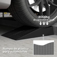 HOMCOM Conjunto de 2 Rampas para Coche de Plástico Rampas Portátiles Carga de hasta 3 Toneladas Rampas para SUV Furgonetas(m-4)