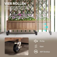 Outsunny 2-delige set verhoogde bloembedden met wielen, klimrek, trellispot bloembak hout 52x25x97cm Bruin(m-6)