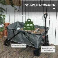 Outsunny Gartenwagen 120 kg belastbar, klappbar Transportwagen mit herausnehmbare Plane 160 Liter Dunkelgrau(m-5)