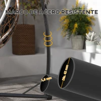 Outsunny Soporte para Silla Colgante con Estructura de Acero Base Estable y Portavaso para Patio Jardín Balcón Negro(m-5)