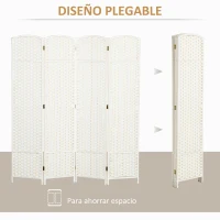 HOMCOM Biombo Separador de Ambientes de 4 Paneles Biombo Plegable 160x170 cm para Salón Dormitorio Oficina Blanco(m-5)