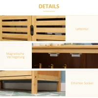 kleankin Badezimmerschrank, Bambusschrank mit Lamellendesign für Badezimmer, Flur, kompakte Größe, viel Stauraum, Naturholz(m-6)