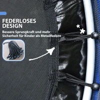 HOMCOM Trampolina dziecięca, siatka bezpieczeństwa, sprężyny gumowe, do 45 kg, rama stalowa, Ø140x160cm, Kolorowa(m-7)