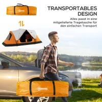 Outsunny Campingzelt, 2 Räume, Trennwand, für 6-8 Personen, Regenschutz, Orange(m-7)