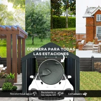 Outsunny Cobertizo Portátil de Exterior 6x3 m con Tejido PE Resistente Estructura de Acero y Paredes Desmontables Gris Oscuro(m-4)