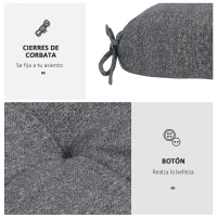 Outsunny Conjunto de Cojines para Sillas de Comedor y Jardín Impermeable y Anti-UV con 2 Cordones de Fijación 48x48x10 cm Gris(m-5)