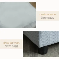 PawHut Sofá para Perros con Almacenaje Oculto y Cojín Diván para Mascotas de Hasta 10 kg 76x45x43 cm Gris Claro(m-7)