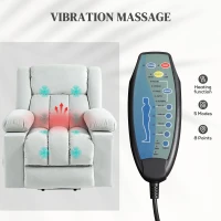 HOMCOM Elektryczny Fotel z Pomocą przy Wstawaniu, Miękki Aksamitny Materiał, Złącza USB(m-5)