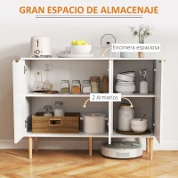 HOMCOM Aparador de Salón con Estante Ajustable Aparador de 3 Puertas Acanaladas 107x35x80 cm Blanco(m-4)