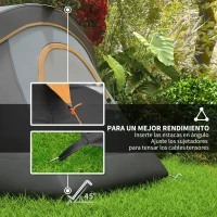 Outsunny Tienda de Acampada para 5-6 Personas Impermeable 3000mm+ con Bolsa de Transporte y Gancho 455x220x180 cm Gris(m-7)