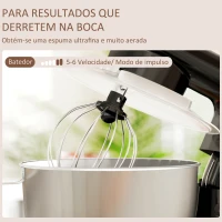 HOMCOM Batedeira 133W 4,5L com 6 Velocidades Tigela de Aço Inoxidável Ganchos e Proteção Tampa Anti-Respingos 35x22x29 cm Preto(m-7)