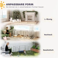 PawHut Haustiergehege, Hundezaun, Haustierspielplatz, flexibel anpassbar, rostfreier Stahl(m-4)