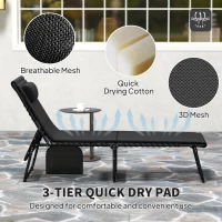 Outsunny Set of Two Reclining Sun Loungers - Black(m-6)