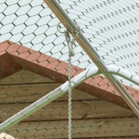 PawHut Hühnerstall, Freilaufgehege für Hühner, mit UV-beständiger Plane, Stahlgitter, Futterautomat, für 24-30 Hühner(m-9)