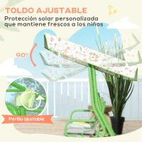 AIYAPLAY Columpio de Jardín Exterior para Niños de +3 Años con Toldo Ajustable Arnés de Seguridad 112x75x120 cm Verde(m-5)