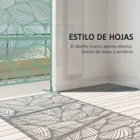 Outsunny Separador de Ambientes con 3 Piezas Patrón de Hoja Grande Pantalla de Privacidad de Acero 122x45x198 cm Verde(m-4)