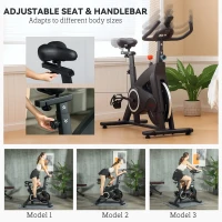 SPORTNOW Bicicletă Magnetică cu Ghidon, Șa Reglabilă și Monitor LCD, 106x53x111-123 cm, Negru(m-6)