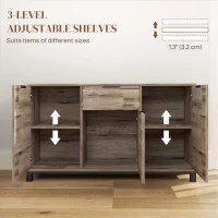 HOMCOM Bufet cu Sertar și 3 Dulapuri cu Rafturi Reglabile, 120x36,5x70 cm, Maro(m-5)