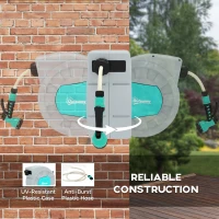 Outsunny Tambur Furtun de Grădină Retractabil, Rotativ la 180° și Sistem de Blocare, 55x20x42 cm, Gri(m-5)