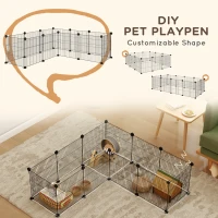 PawHut Țarc Modular pentru Animale de Companie de Talie Mică cu Panouri și Accesorii, 140x70x35 cm, Negru(m-4)