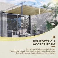Outsunny Acoperiș de Schimb pentru Pergolă cu 10 Orificii de Drenaj,  Permeabil, 4x3 m, Bej(m-4)