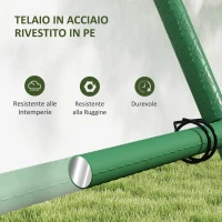 Outsunny Supporto per Pomodori a forma di A a Livelli Regolabili con Rete, in Acciaio, PE e PP, 101x133x227 cm, Verde(m-6)