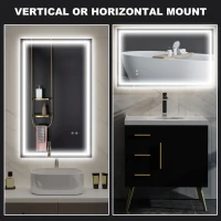 HOMCOM Oglindă de Baie Iluminată cu Lumini LED Reglabile și Strat Anti-Condens, 100x60 cm, Transparent(m-7)