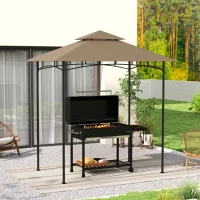 Outsunny Acoperiș de Schimb pentru Pergolă cu 2 Nivele și Buzunare de Colț, 160 g/m², UV50+, 244x152 cm, Kaki(m-9)