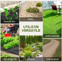 Outsunny Folie pentru Mulcire 1300g/m², Respirabilă și Anti-UV din Polipropilena, 50x2 m, Negru(m-7)