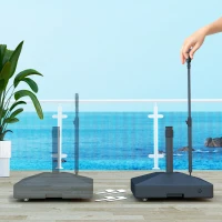 Outsunny Base para Sombrilla Cuadrada con Ruedas y Asa Rellenable con Agua o Arena Soporte de HDPE 60x60x100 cm Negro(m-7)