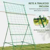 Outsunny Supporto per Pomodori a forma di A a Livelli Regolabili con Rete, in Acciaio, PE e PP, 101x133x227 cm, Verde(m-5)