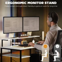 HOMCOM Birou de Colț pentru Computer în Formă de L cu Bibliotecă, 137x140x139,5 cm, Negru(m-5)