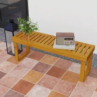 Outsunny Banco de Jardim de 2 Lugares Banco de Madeira com Assento em Ripas Banco para Pátio Exterior Varanda 120x34x43 cm Teca(m-7)