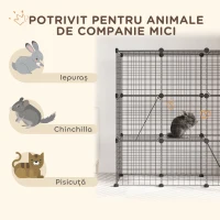 PawHut Țarc Modular pentru Animale de Companie de Talie Mică, cu Panouri și Accesorii, 105x45x105 cm, Negru(m-4)